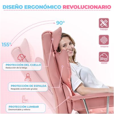 Imagen 2 del producto Silla Escritorio Ejecutiva Emilio Premium+ Oficina Ergonomica Pu Rosa