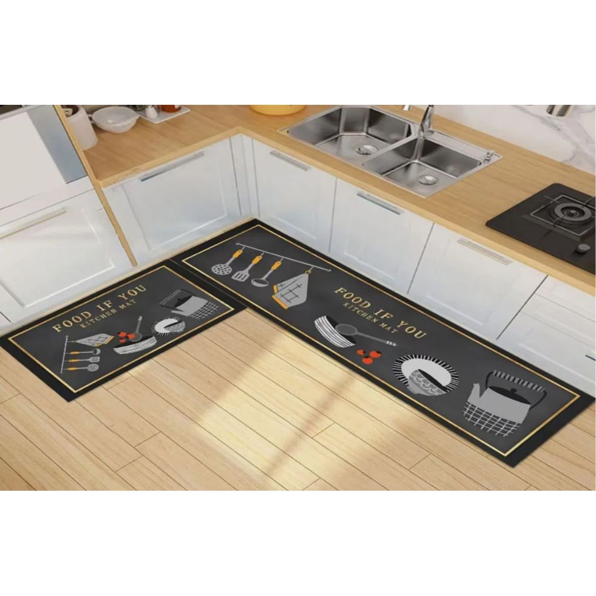 GENERICO - Pack 2 Alfombra De Cocina Antideslizante Piso Entrada De Baño