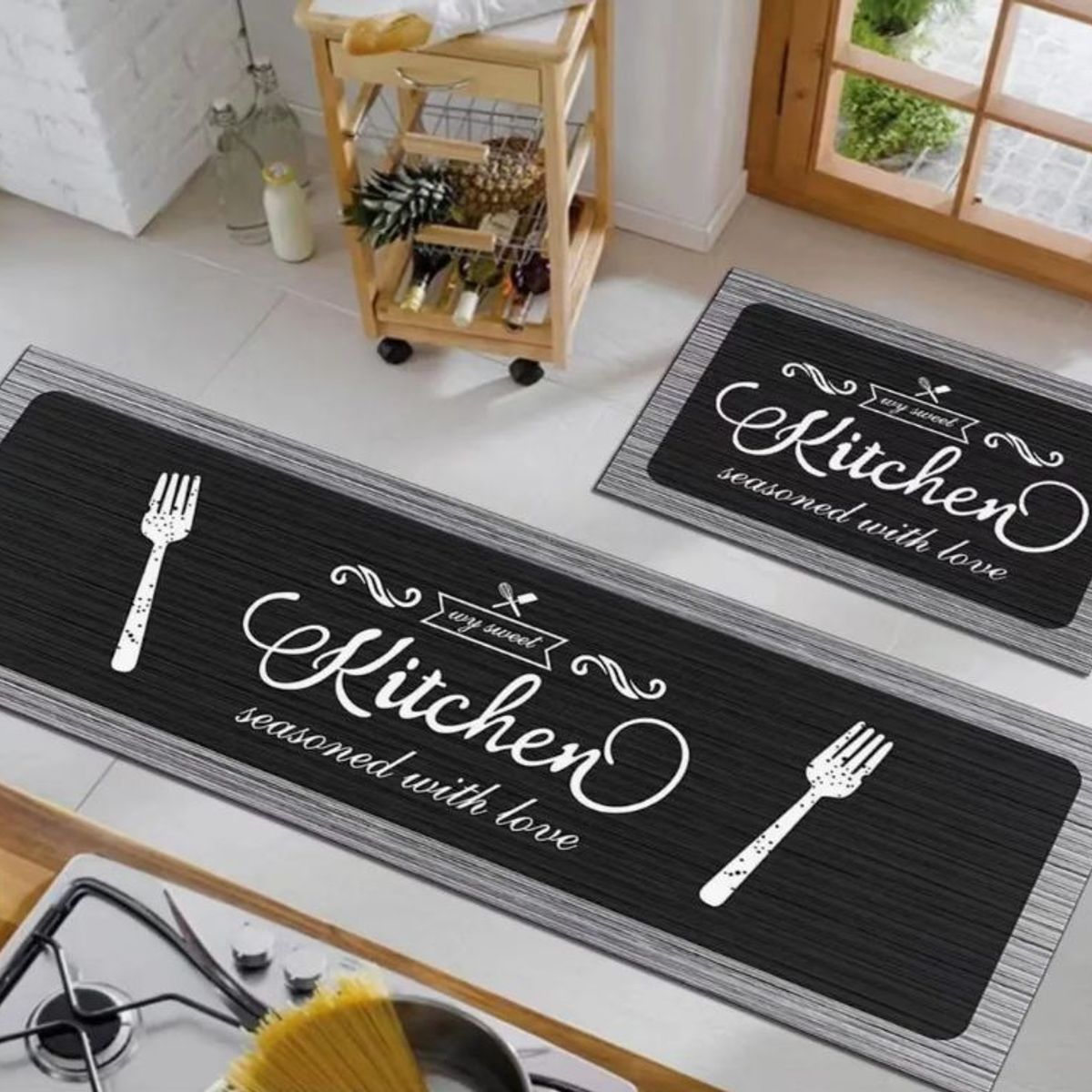 GENERICO - Pack 2 Alfombra De Cocina Antideslizante Piso Entrada De Baño
