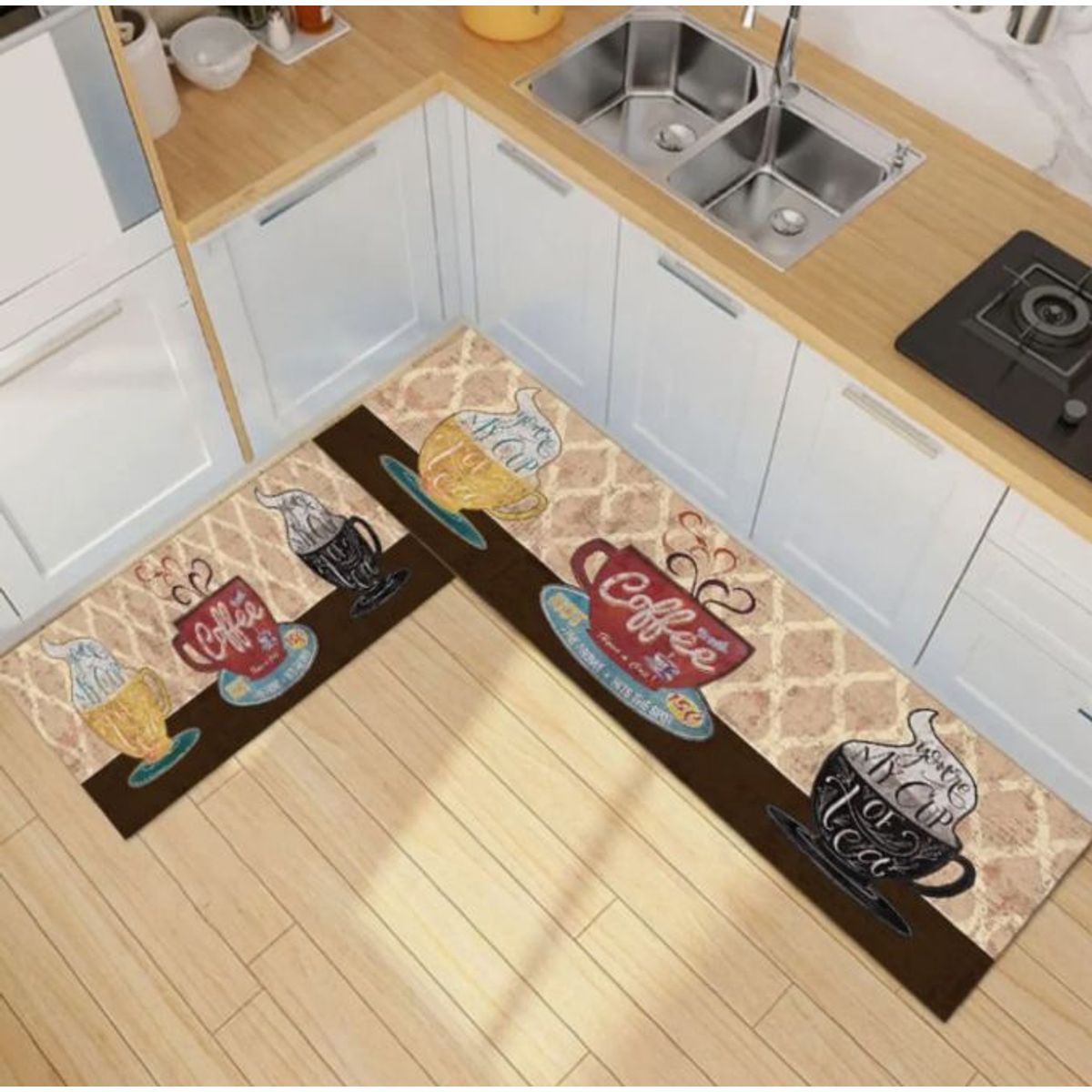 GENERICO - Pack 2 Alfombra De Cocina Antideslizante Piso Entrada De Baño