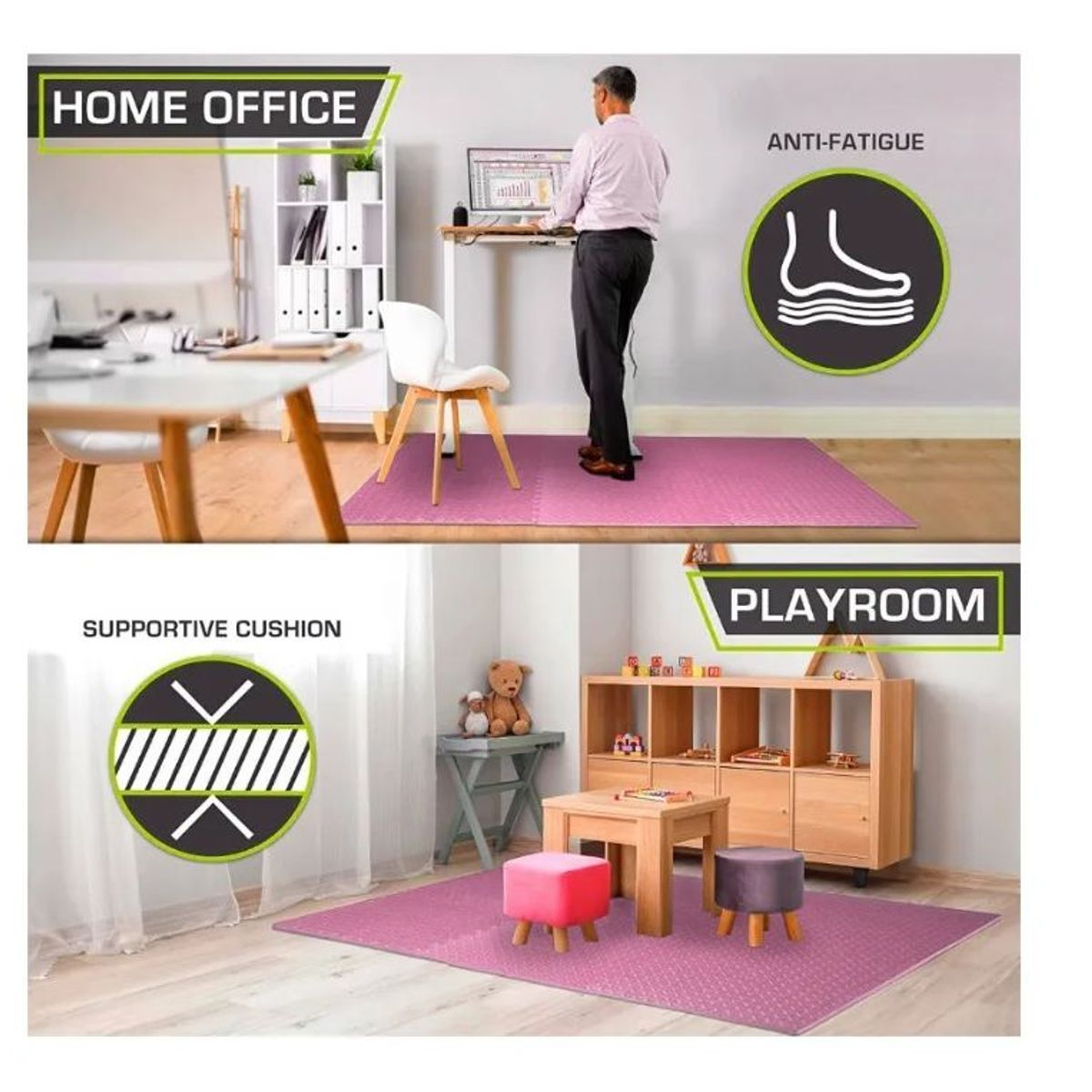 GENERICO - Pack X 4 Tatami Alfombra Encastrable 60x60x12cm Goma Eva ROSA