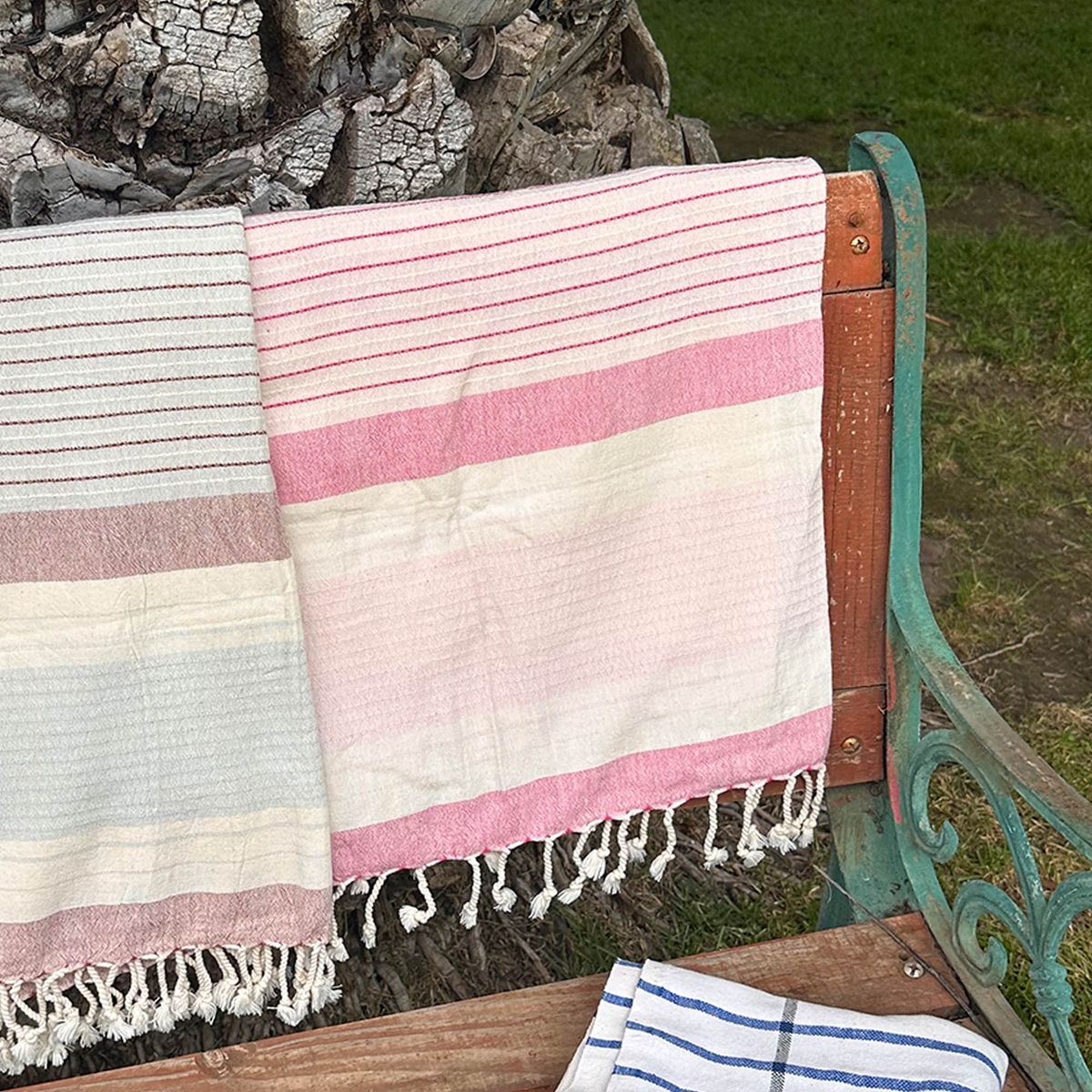 TURKUAZ - Toalla pareo de algodón Oludeniz Rosada 1 m x 1,70 m