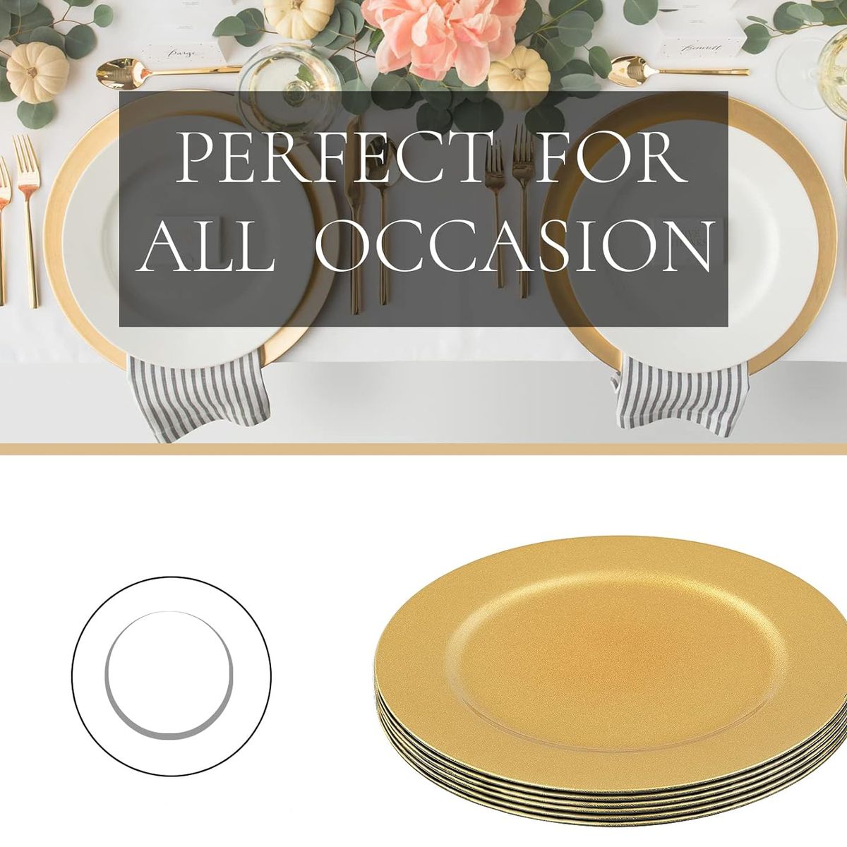 KUANGYE - Set 4 Platos Base Dorado Dorado