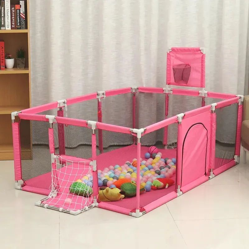 GENERICO - Corral de Seguridad Para Bebes Rectangular rosado180x120