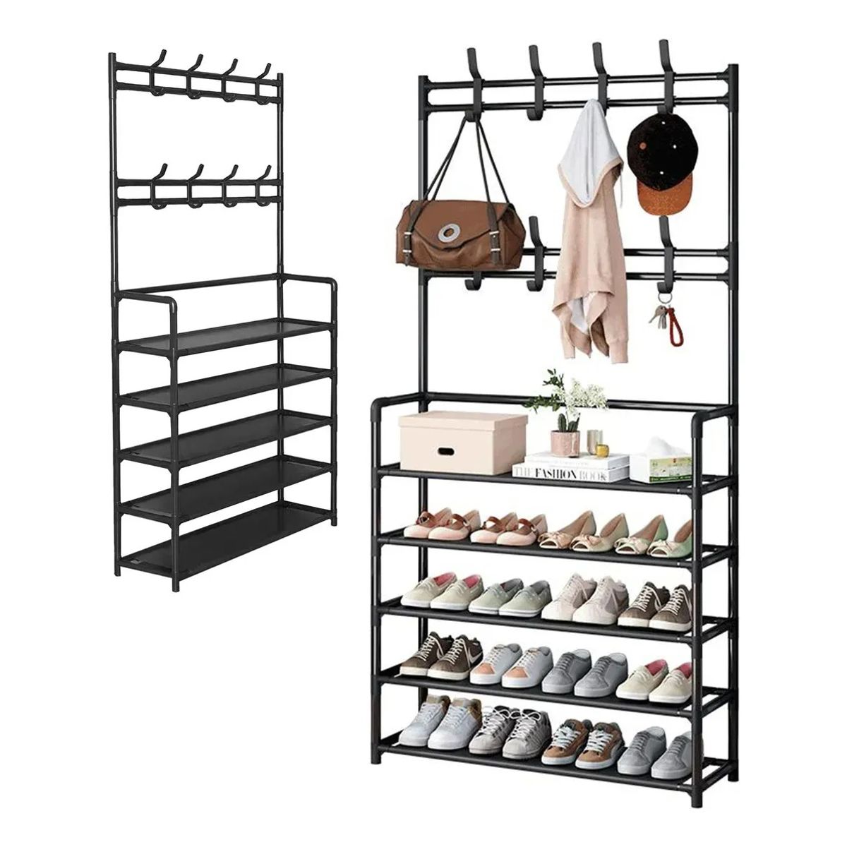 EVERSO - Zapatero 5 Niveles Perchero Acero Metálico Organizador 2 En1-5niveles