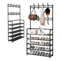 EVERSO - Zapatero 5 Niveles Perchero Acero Metálico Organizador 2 En1-5niveles