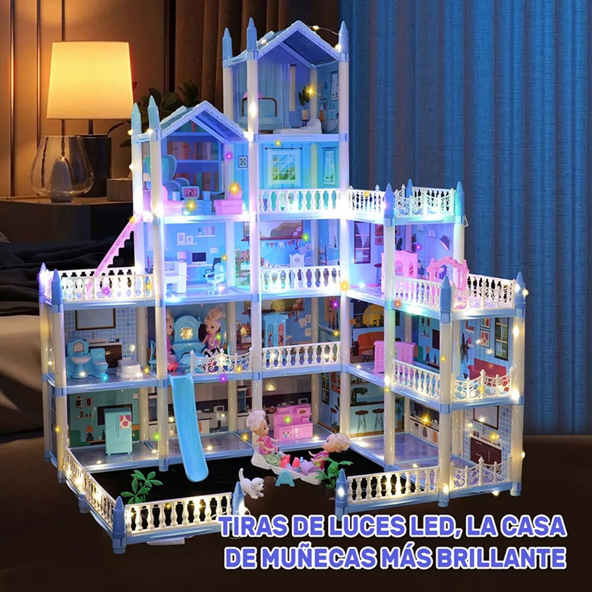 EDWINAYY - Casa De Mu?ecas Castillo De Princesa Con Muebles Con Led