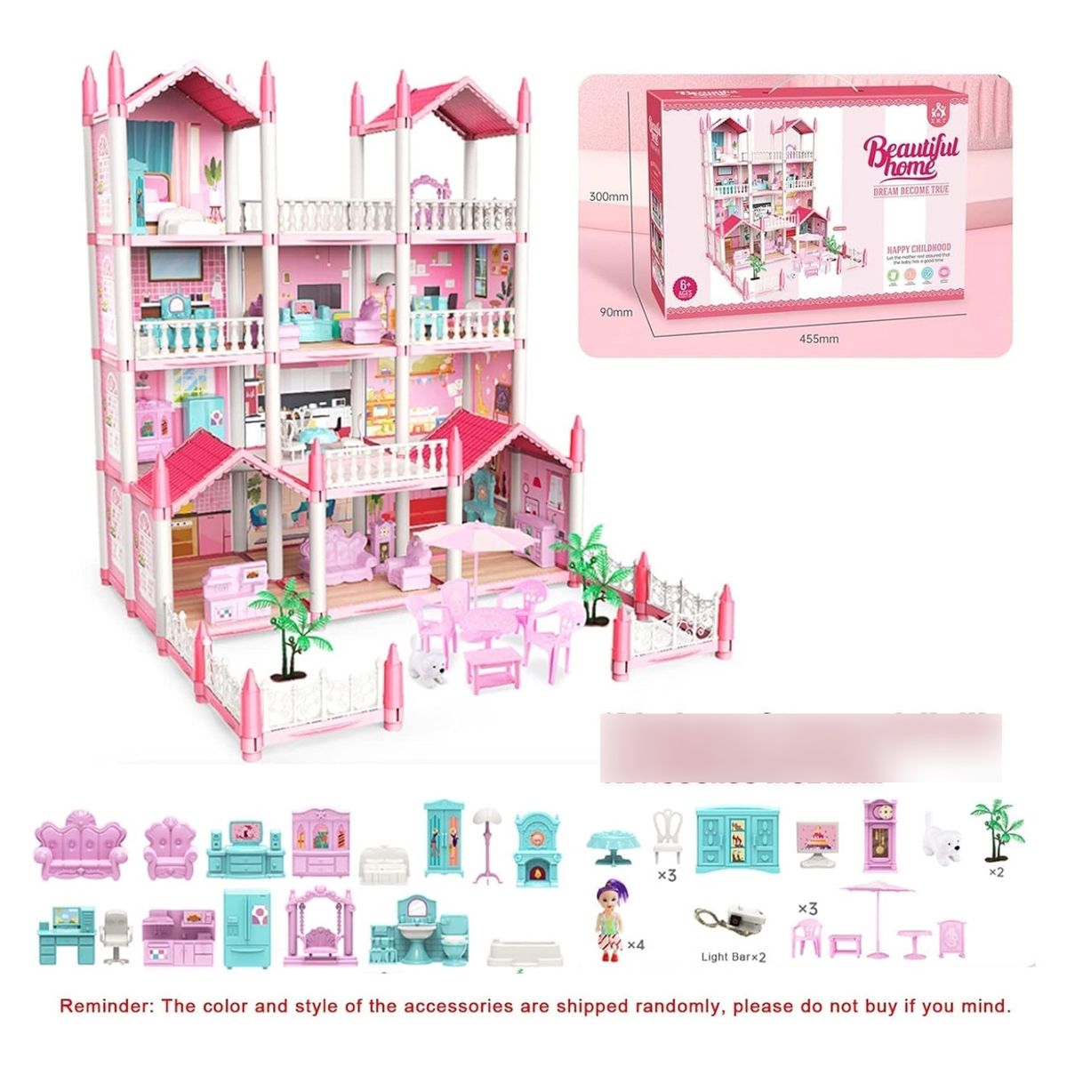 EDWINAYY - Casa De Mu?ecas Castillo De Princesa Con Muebles Con Led