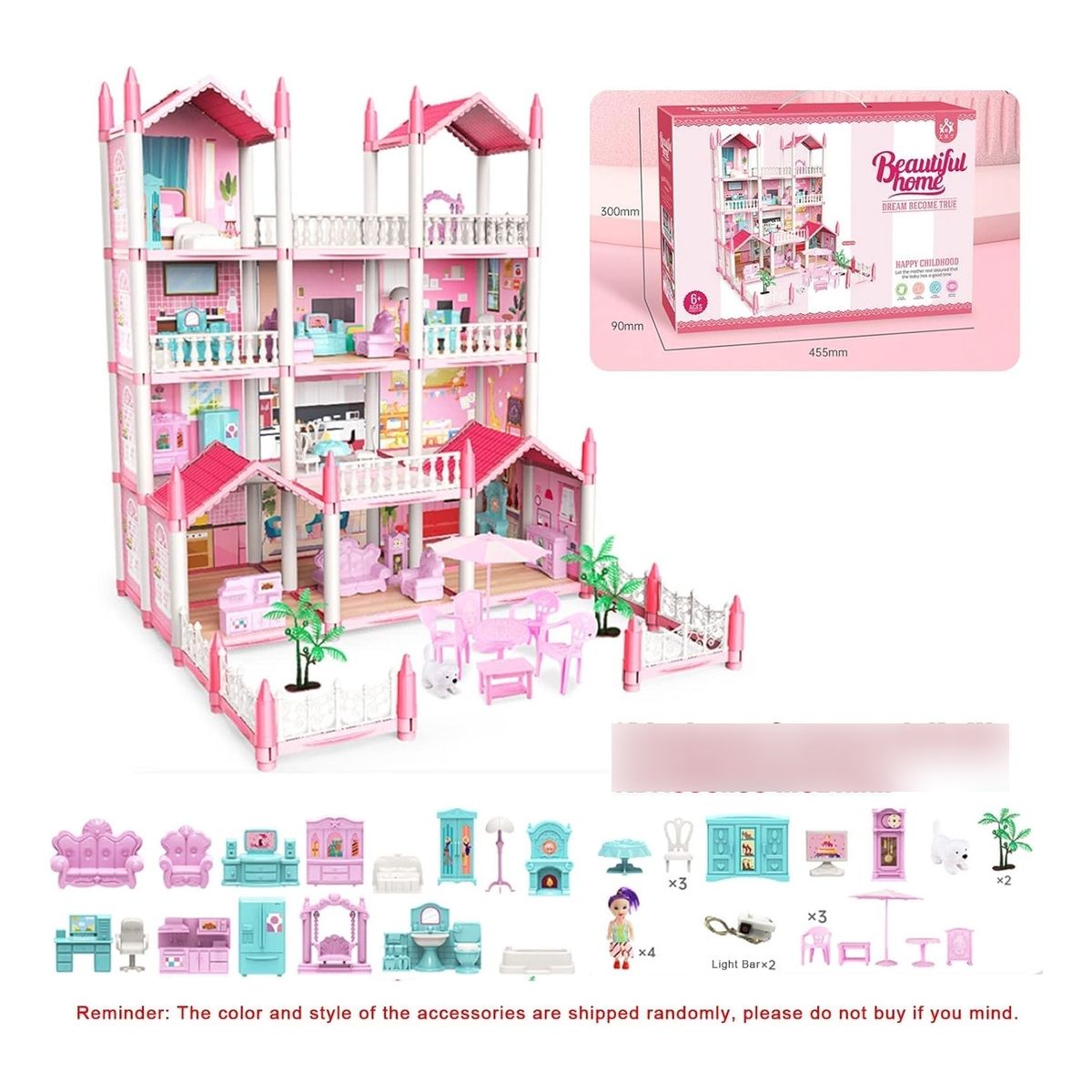 EDWINAYY - Casa De Mu?ecas Castillo De Princesa Con Muebles Con Led