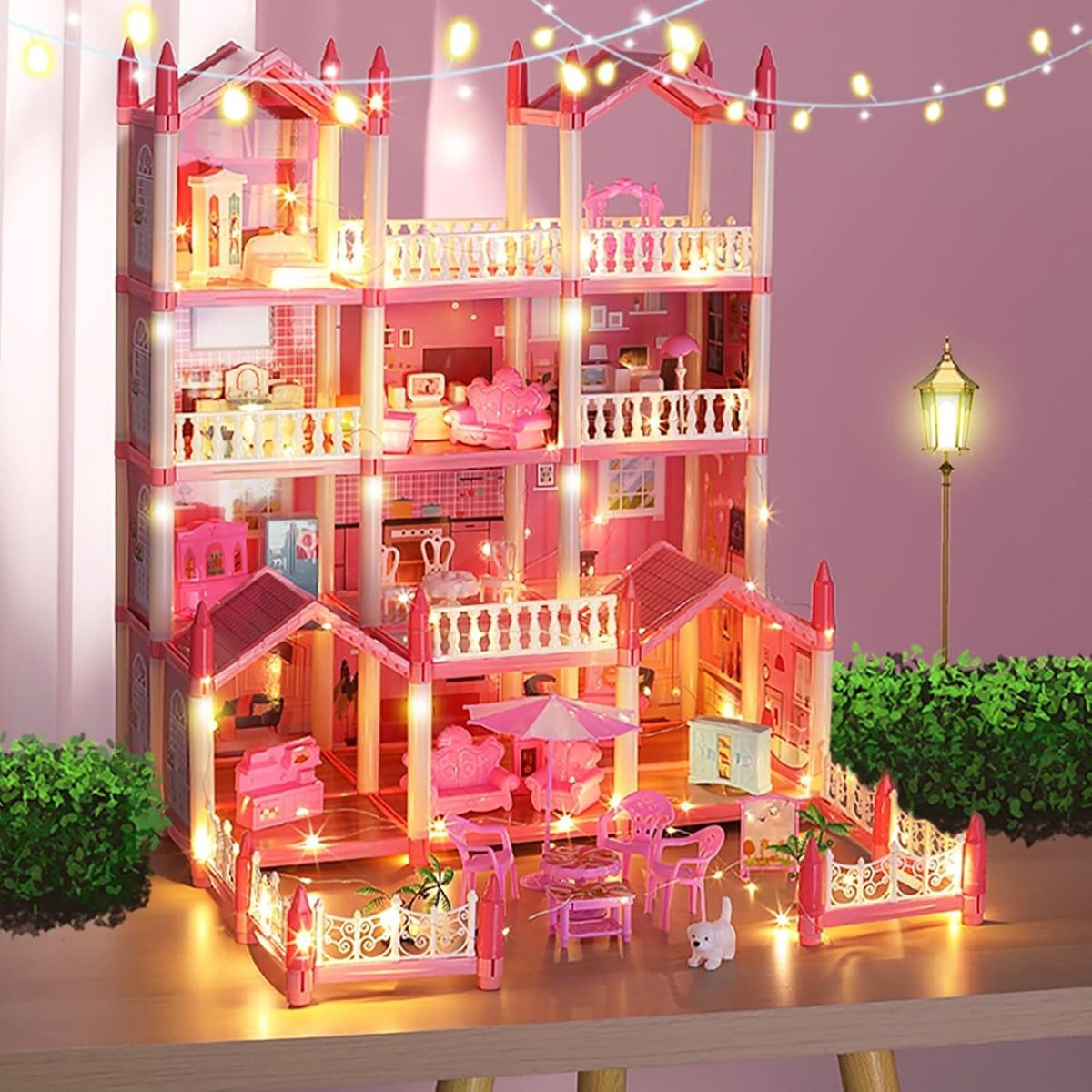 EDWINAYY - Casa De Mu?ecas Castillo De Princesa Con Muebles Con Led