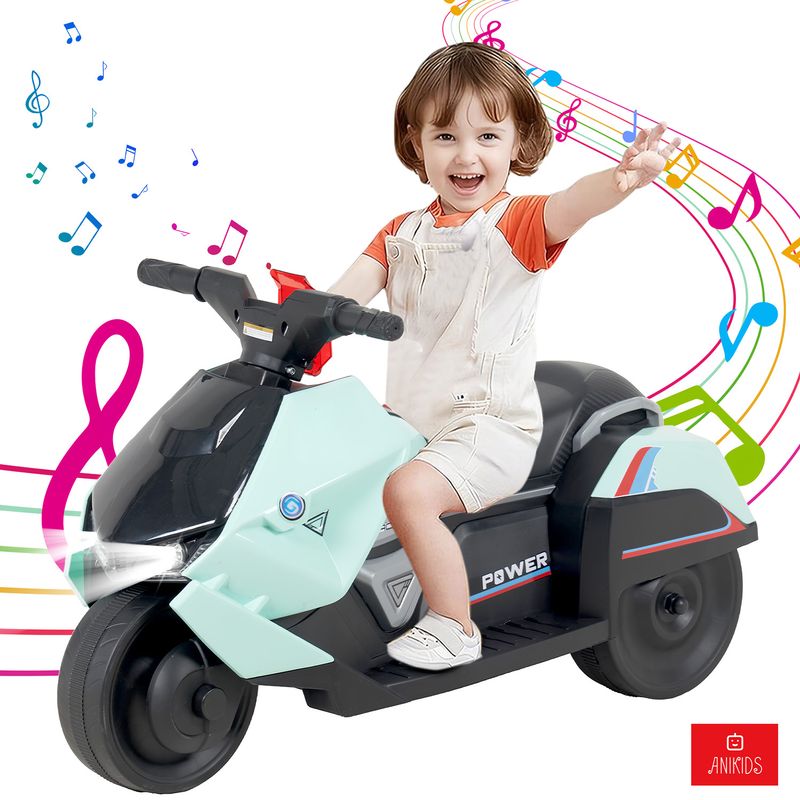 ANIKIDS - Moto A Batería Infantil 6V Con 3 Ruedas Multifuncional Agua