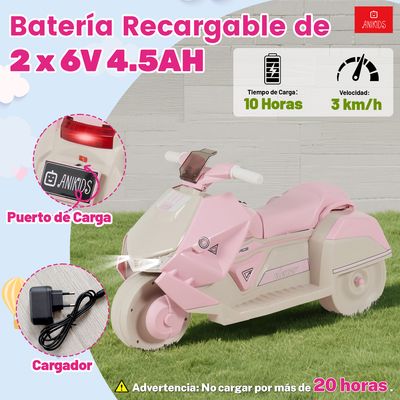 Imagen 2 del producto Moto A Batería Infantil 6V Con 3 Ruedas Multifuncional Rosa