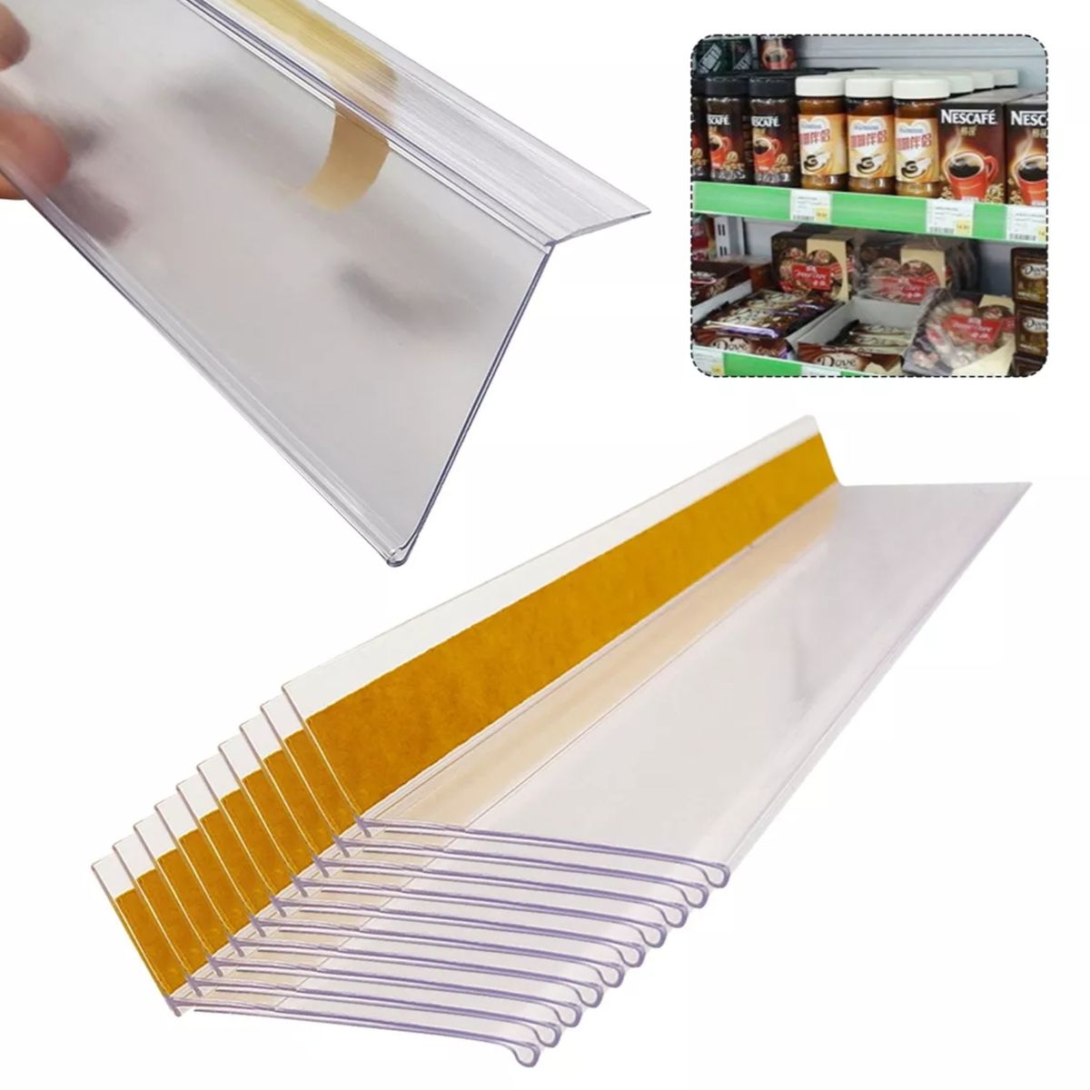 ATURE - Pack 10 De Expositores Transparente Adhesivo Etiqueta Precio