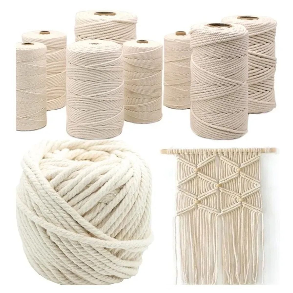 KUANGYE - Cordon Macramé Torcido 4 Mm, 100 Metros Largo