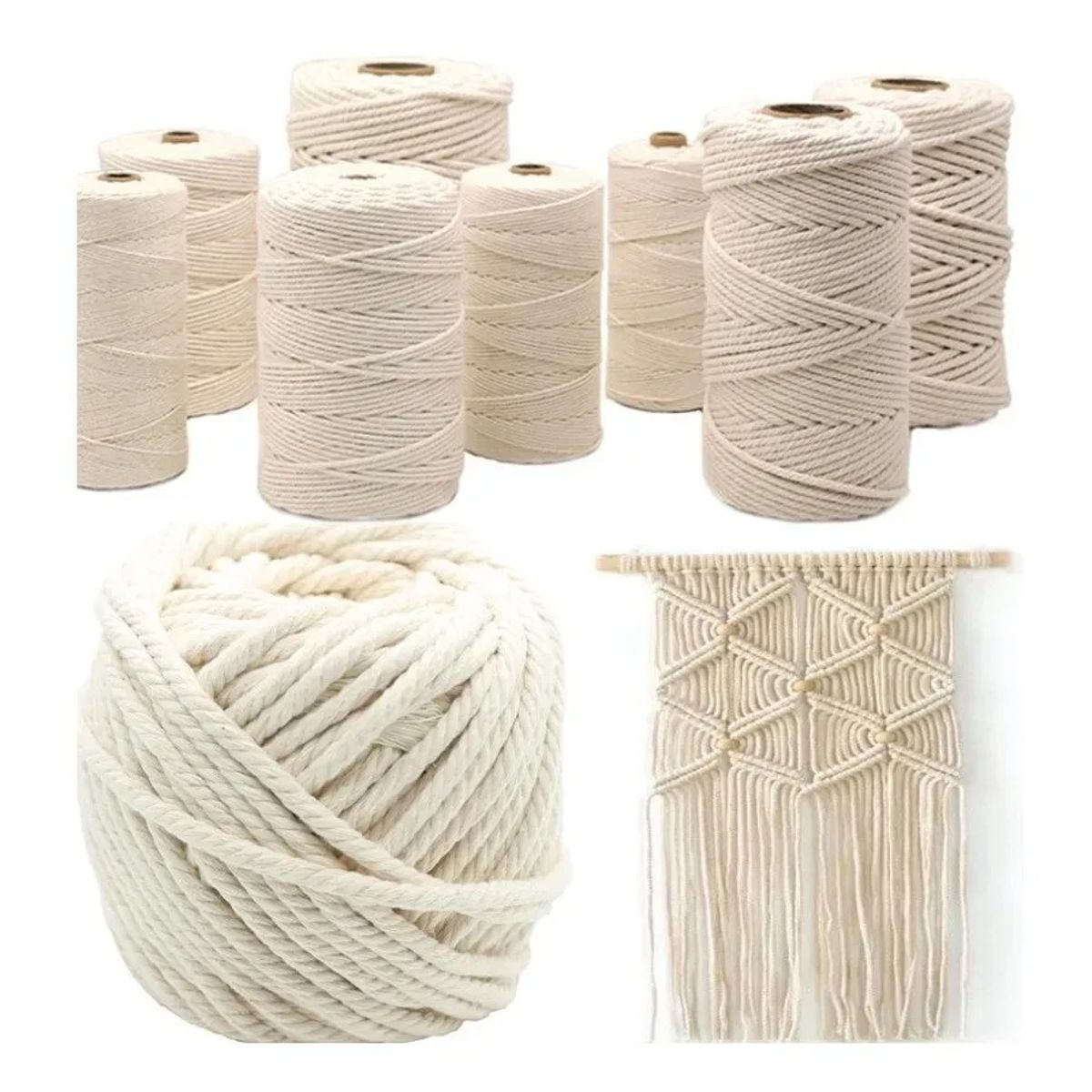 KUANGYE - Cordon Macramé Torcido 4 Mm, 100 Metros Largo