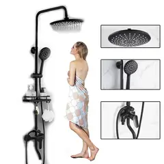 GENERICO - Moderna Columna De Ducha Negro Mate 3 Funciones