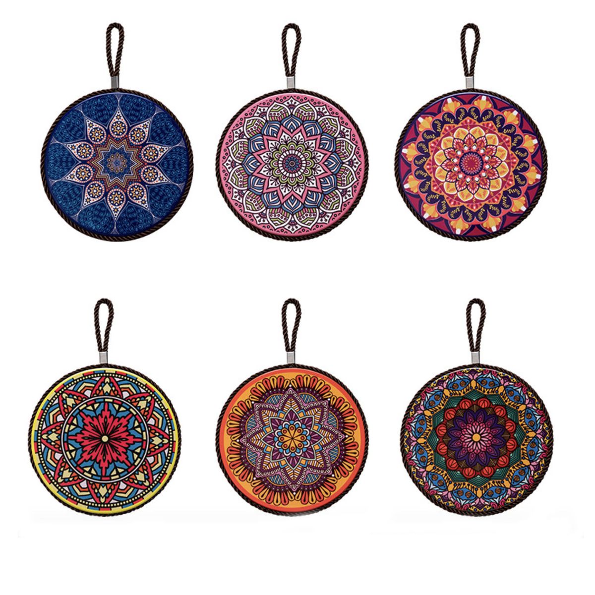 PUREPOWER - 6 Piezas Posavasos Bohemios Cerámica Corcho, Diám 6.61 Pulg - Vintage