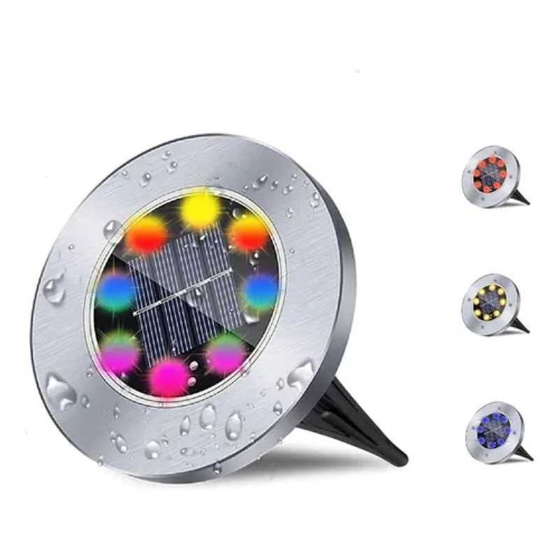 GENERICO - X4 Rbg Luz Solar 8 Led Con Estaca Exterior Tierra Jardin