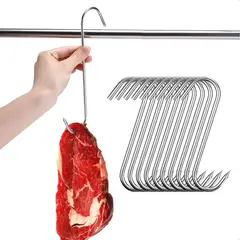 KUANGYE - Pack 10 Gancho Carnicero 20cm Acero Inoxidable Para Colgar