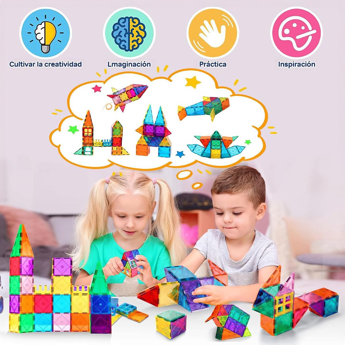 GENERICO - 40pcs Azulejos Magnéticos Juguetes  STEM Para Niños Pequeños