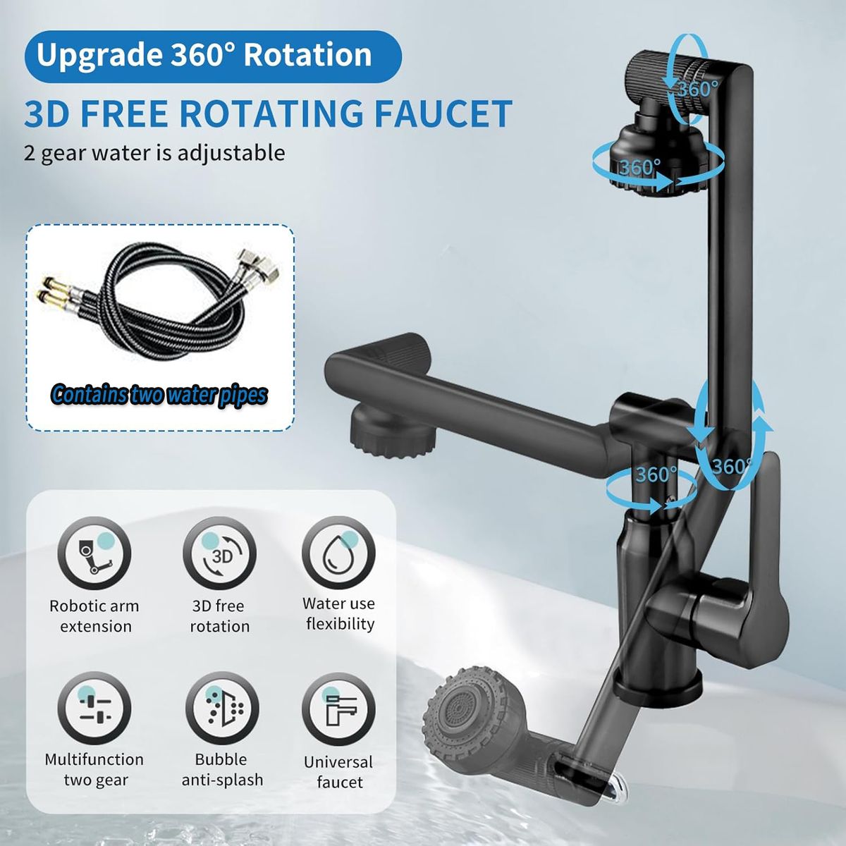 ATURE - Llave Grifería Lavamanos Monomando Cuellos Giratorios 1080°