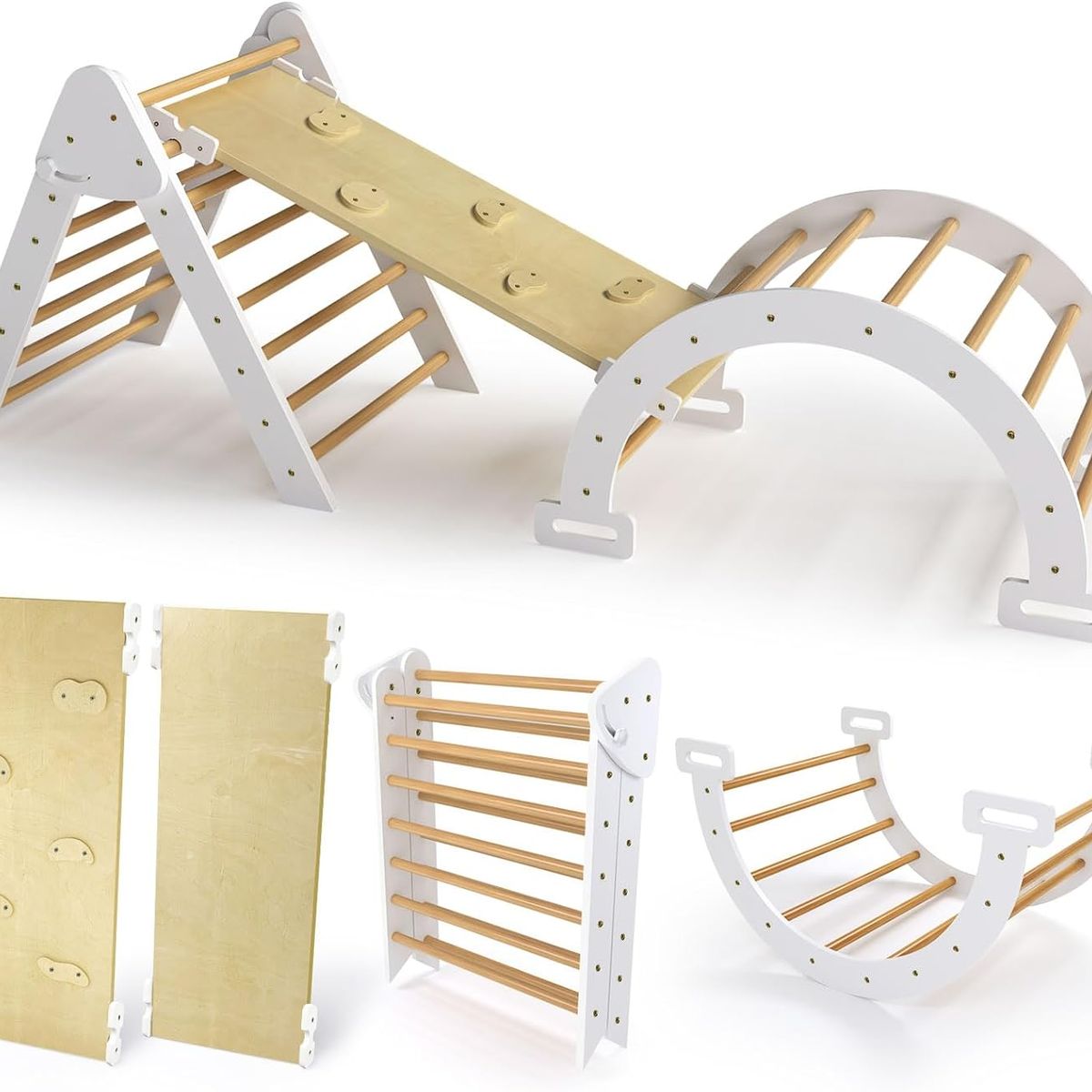 ZSPK - Juguete Montessori 3 en 1 de Madera – Escalada Arco Resbalín