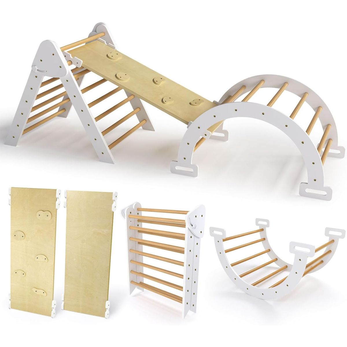 ZSPK - Juguete Montessori 3 en 1 de Madera – Escalada Arco Resbalín