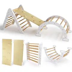 ZSPK - Juguete Montessori 3 en 1 de Madera – Escalada Arco Resbalín