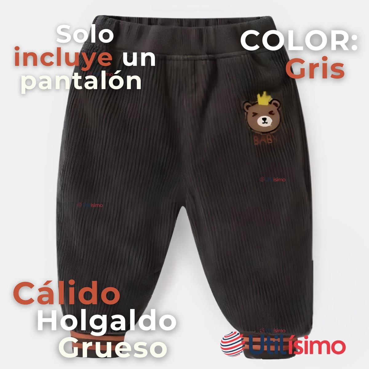 JUMP KIDS - Buzo Cotele Bebé Niño Forrado en Polar Gris Pantalón