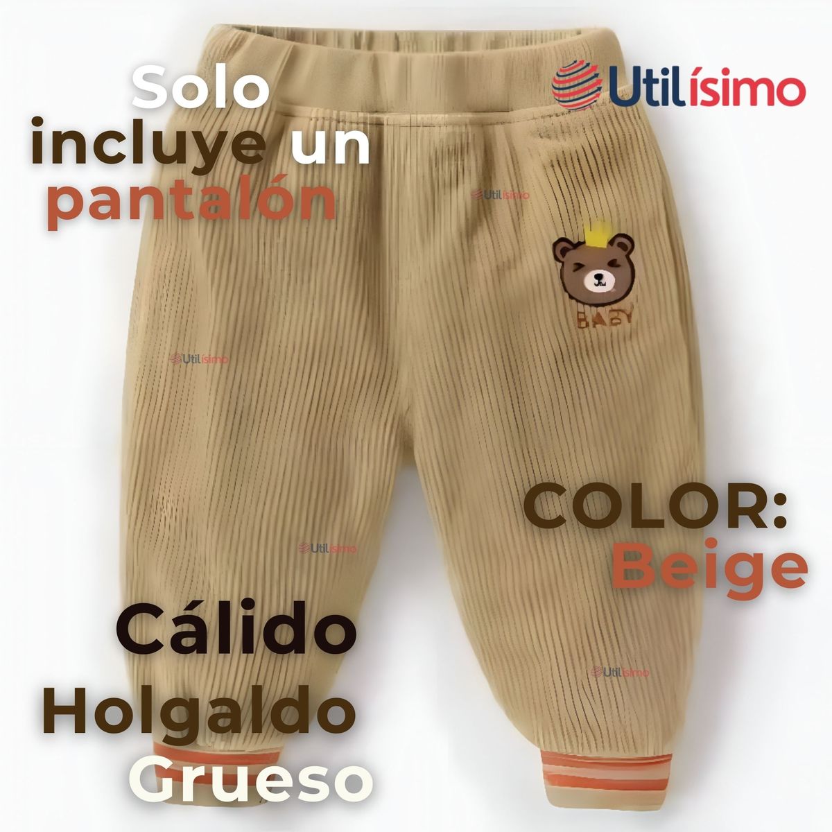 JUMP KIDS - Buzo Cotele Bebé Niño Forrado en Polar Beige Pantalón