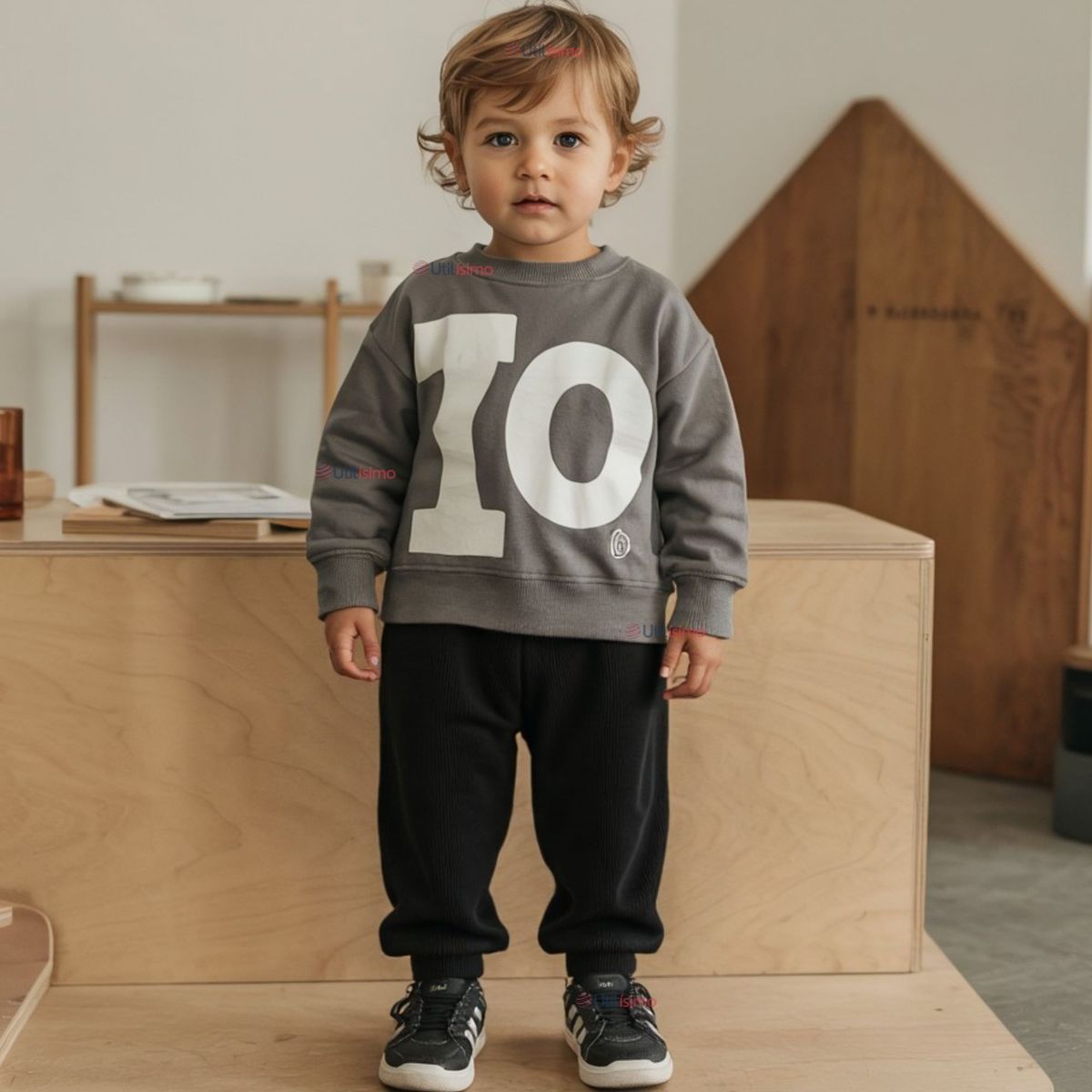 JUMP KIDS - Buzo Bebé Niño Forrado en Polar Negro Pantalón