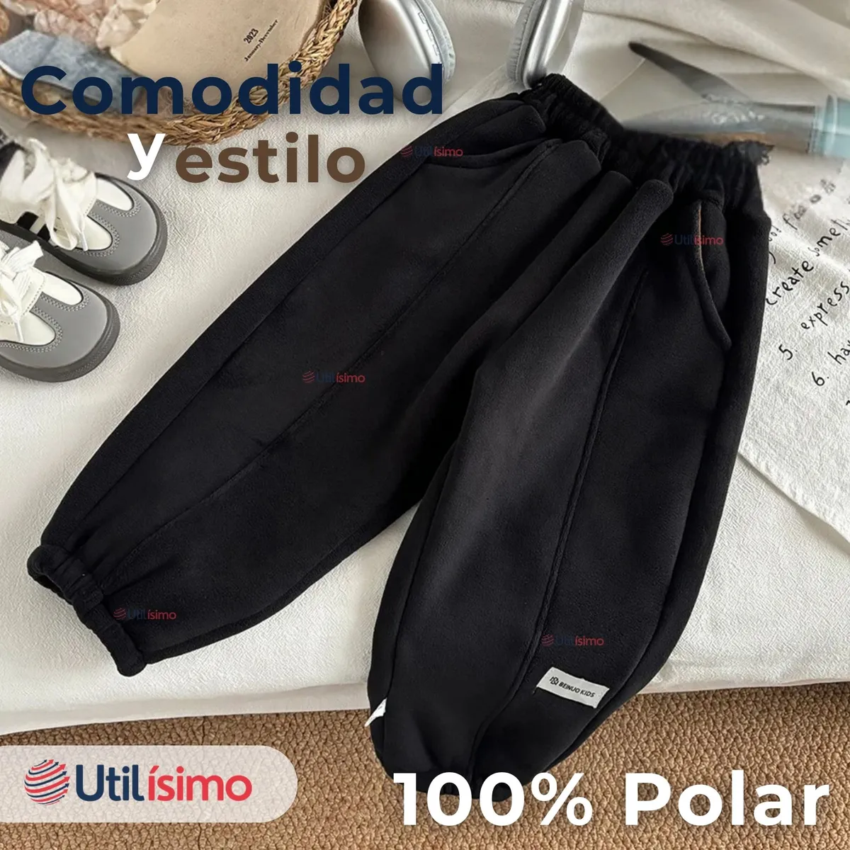 JUMP KIDS - Buzo Bebé Niño Forrado en Polar Negro Pantalón