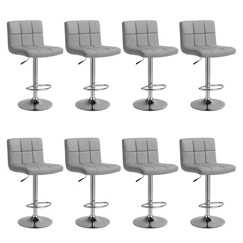 GLOBAL LATIN GROUP - Pack 8 Taburetes Bar Giratorios PU Base Acero y ajustable - Gris