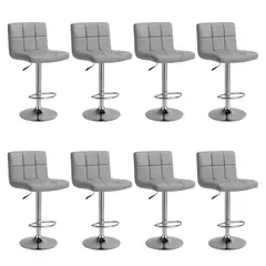 GLOBAL LATIN GROUP - Pack 8 Taburetes Bar Giratorios PU Base Acero y ajustable - Gris