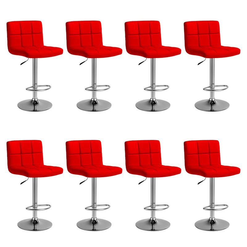 GLOBAL LATIN GROUP - Pack 8 Taburetes Bar Giratorios PU Base Acero y ajustable - Rojo