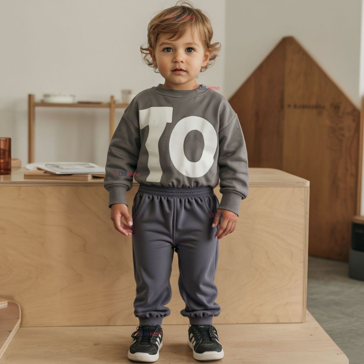 JUMP KIDS - Buzo Bebé Niño Forrado en Polar Gris Pantalón