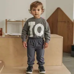 JUMP KIDS - Buzo Bebé Niño Forrado en Polar Gris Pantalón