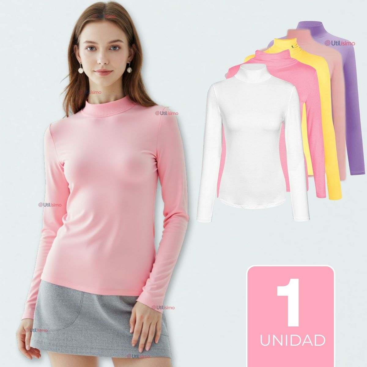 UTILISIMO - Camiseta Niña Primera Capa Bambú Invierno Cuello Beatle Polera