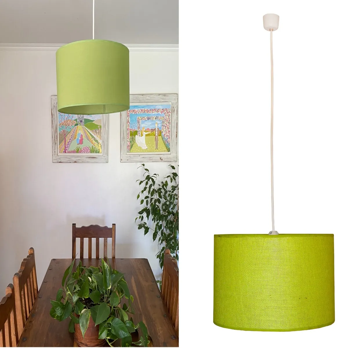 CAROLD STEVENS - Lámpara Colgante Tambor Verde