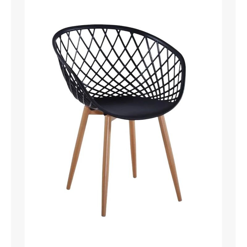 CORI CORI - Juego de Comedor Mesa Eames Vidrio 100cm + 4 Butacas Mesh Negro