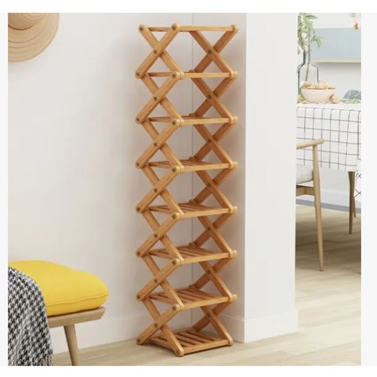 ESHOPANGIE - Zapatero Organizador De Bambú Multiuso 8 Niveles