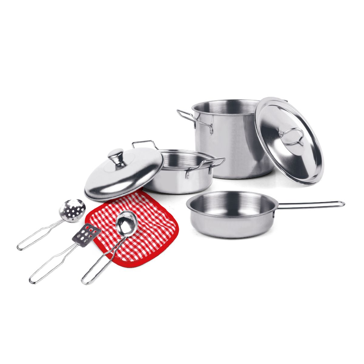 SWEET HOME - Ollas y Utensilios Metal Niños y Niñas 7 Pzs Cocina Jugete