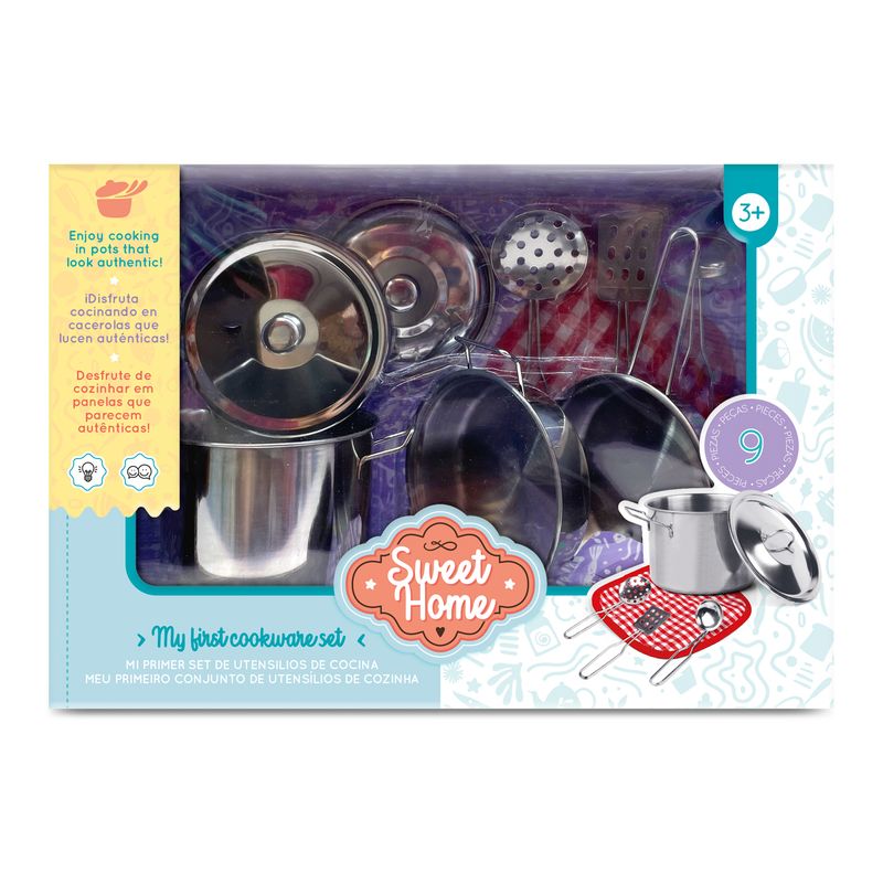 SWEET HOME - Ollas y Utensilios Metal Niños 7 Pzs Cocina