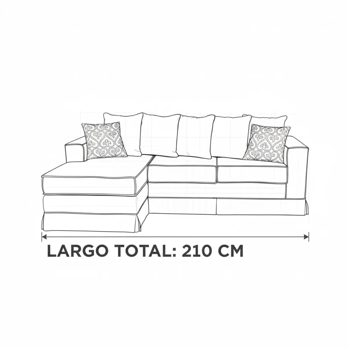 MUNDO LIVING - Living 311 Provenza Beige Seccional con resortes + 2 Ottoman