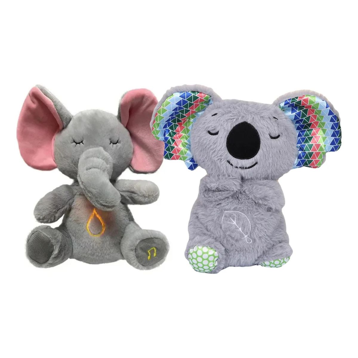 GENERICO - Pack 2 Peluche Kawaii Relaja Ansiedad Juguete Luz Y Sonido Elefante y Koala 392