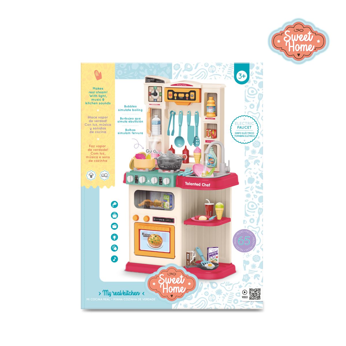 SWEET HOME - Cocina Juguete con Vapor Sonido Luz  Niñas y Niños