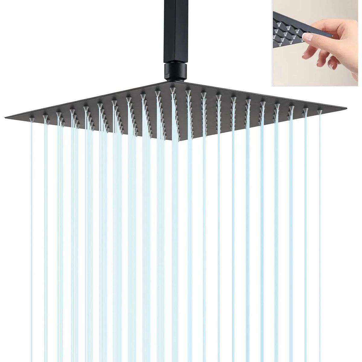 YOMYM - Plato Ducha Cuadrado Negro 25cm + Brazo 40 Cm Negro