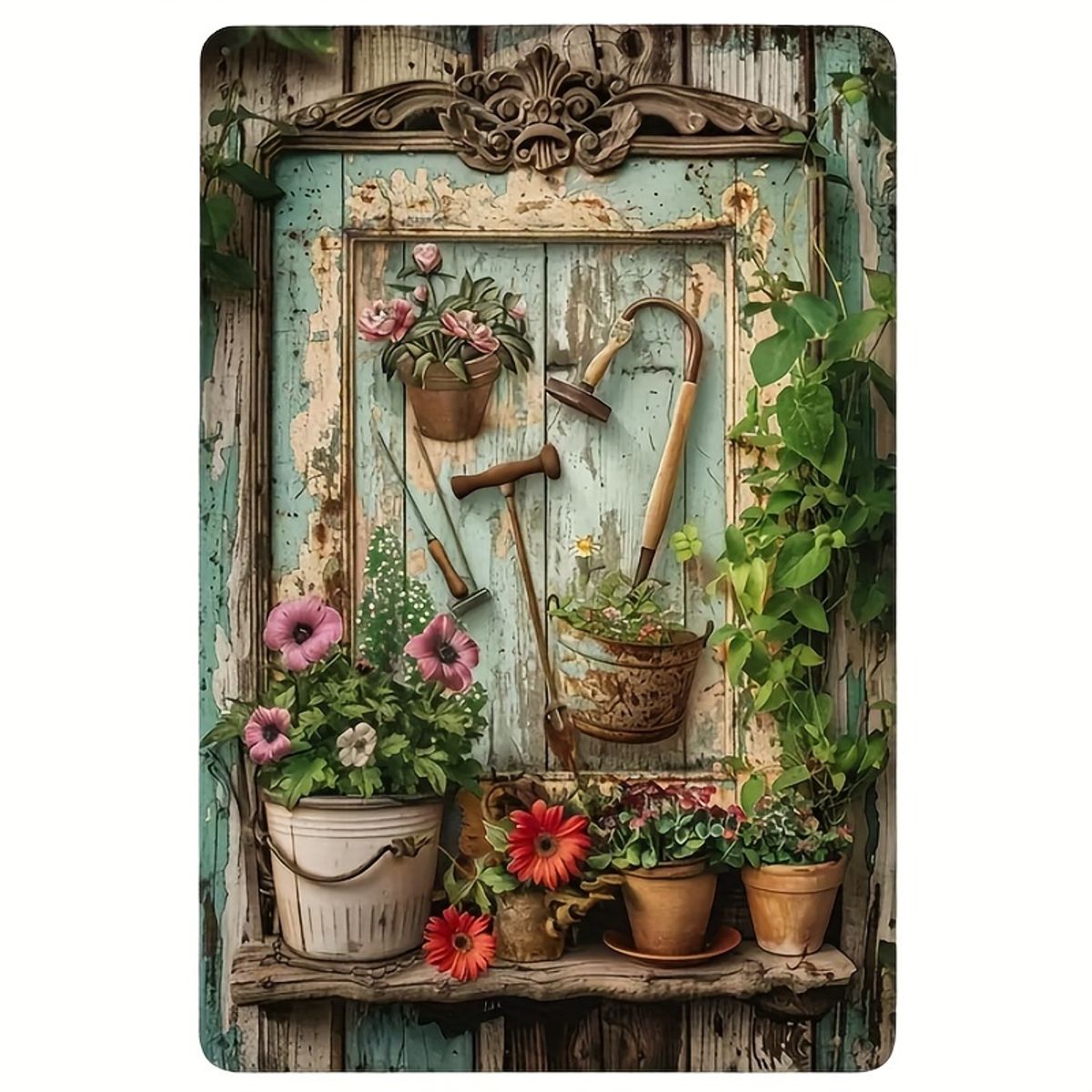 VATYERTY - 1 letrero vintage de metal con diseño floral