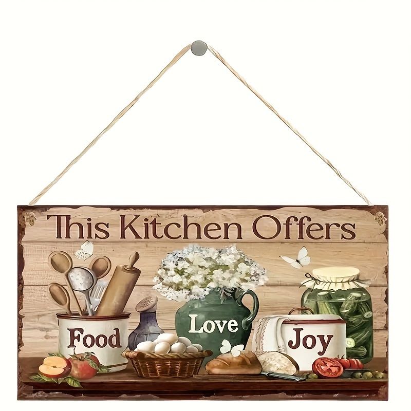 VATYERTY - Letrero rústico de madera para decoración de pared de cocina