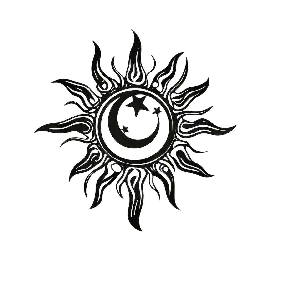 VATYERTY - Arte de pared grande de metal con sol luna y estrellas 405 x 405 cm